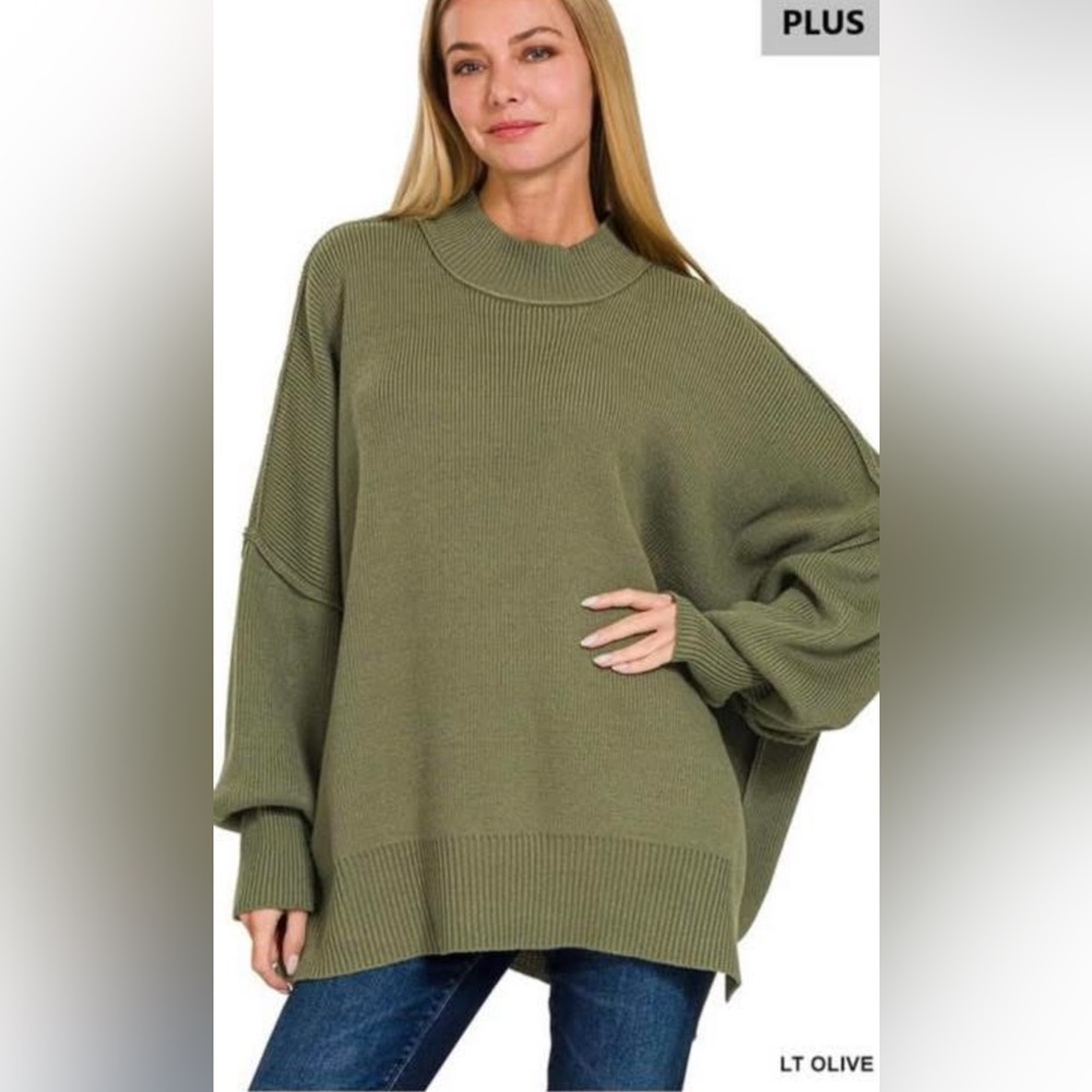 Army Green Oversized Sweater